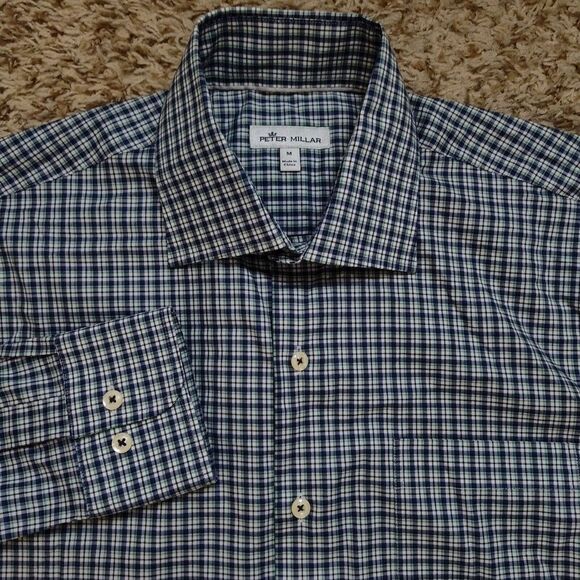 Peter Millar Plaid Men Sz M‎ Long Sleeve Button Up Shirt - Picture 1 of 10